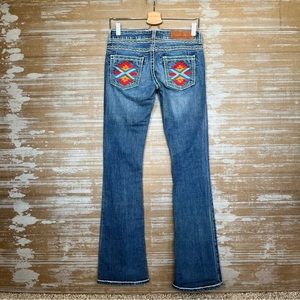 Cincho Ranch Aztec Pocket Boot Cut Jeans Western Rodeo Southwestern Womens 27